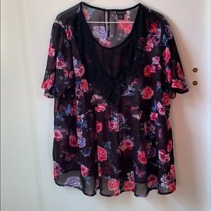 Torrid Black Floral Shirt